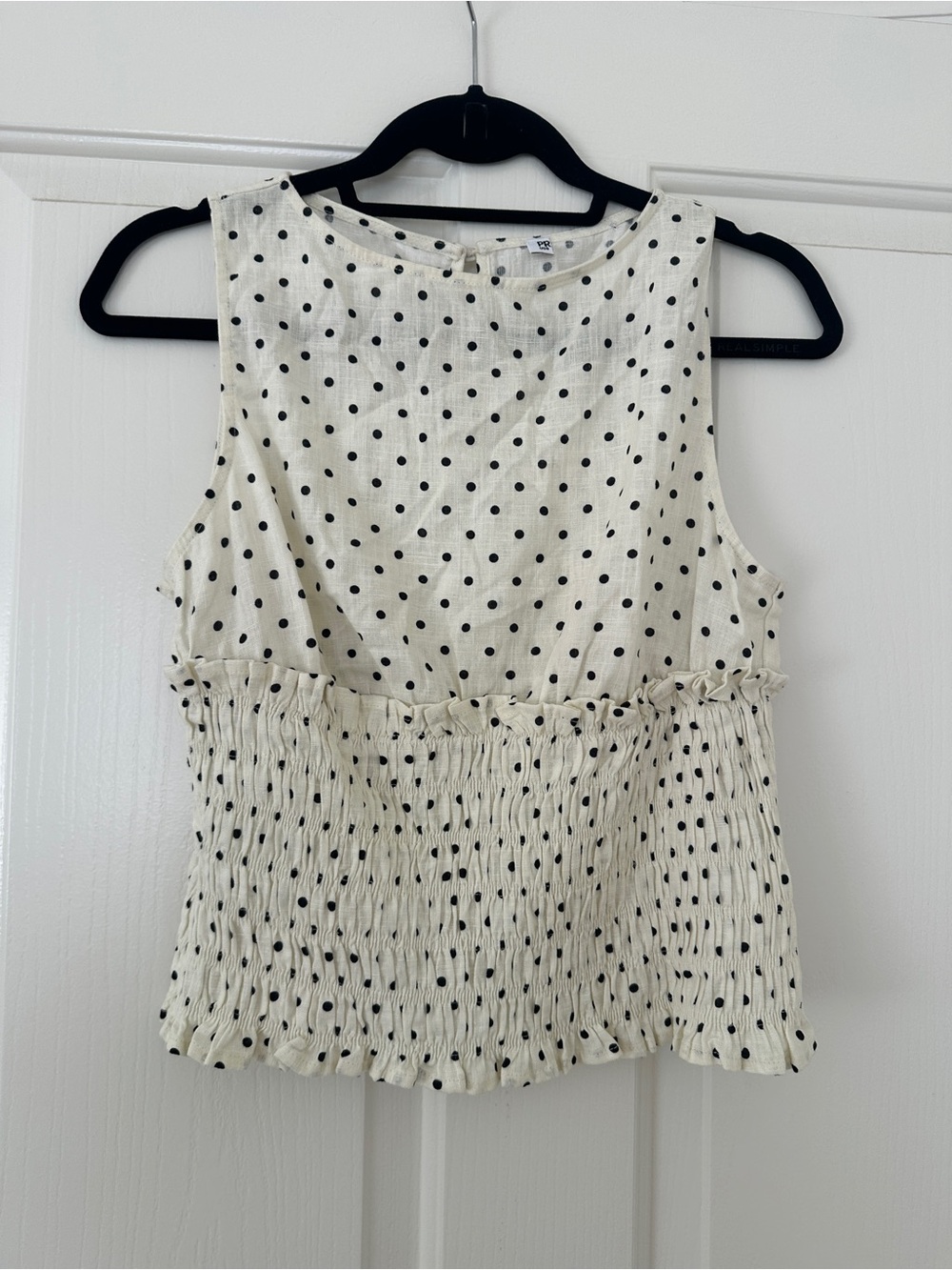 Princess Polly White Polka Dot Smocked Crop Top - Picture 2 of 4